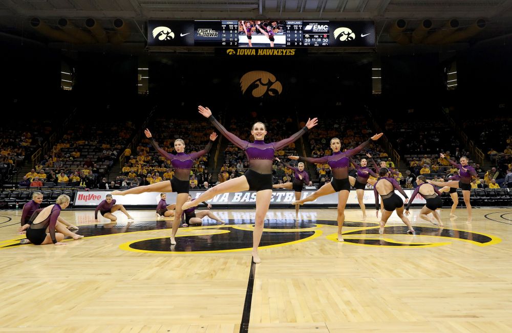 The Iowa Dance Team performs their Jazz Routine at halftime of the Iowa Hawkeyes game against Maryland Thursday, January 9, 2020 at Carver-Hawkeye Arena. (Brian Ray/hawkeyesports.com)