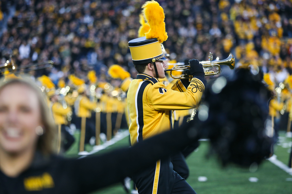 The Hawkeye Marching Band performs during Iowa football vs Penn State on Saturday, October 12, 2019 at Kinnick Stadium. (Lily Smith/hawkeyesports.com)