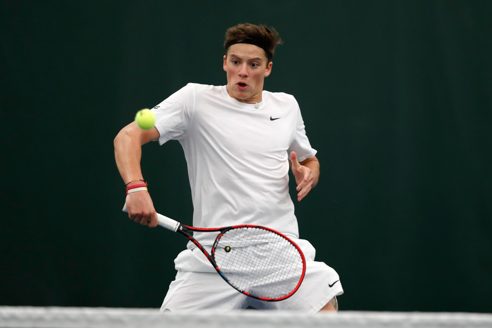 Joe Tyler against Purdue Sunday, April 15, 2018 at the Hawkeye Tennis and Recreation Center. (Brian Ray/hawkeyesports.com)