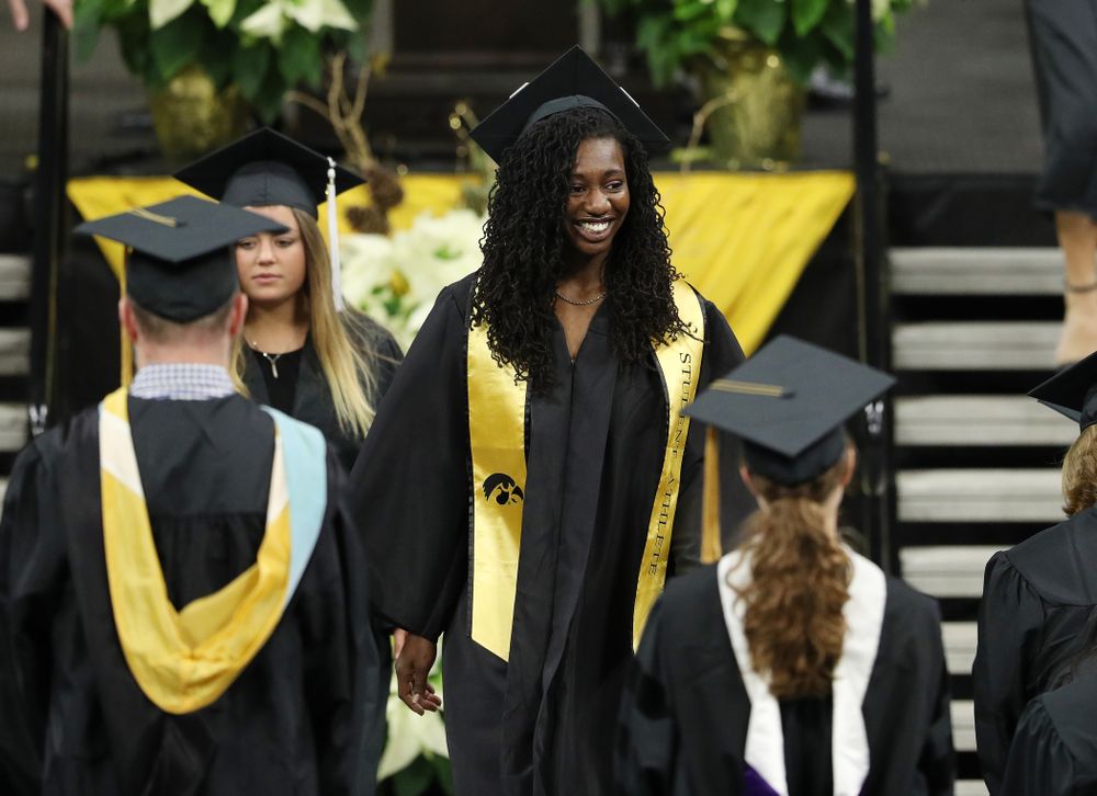 Iowa Track's Jahisha Thomas during the Fall Commencement Ceremony Saturday, December 15, 2018 at Carver-Hawkeye Arena. (Brian Ray/hawkeyesports.com)