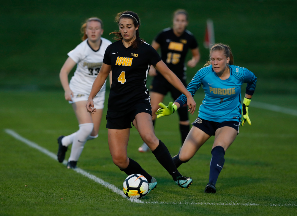 Iowa Hawkeyes Kaleigh Haus (4) against the Purdue Boilermakers Thursday, September 20, 2018 at the Iowa Soccer Complex. (Brian Ray/hawkeyesports.com)