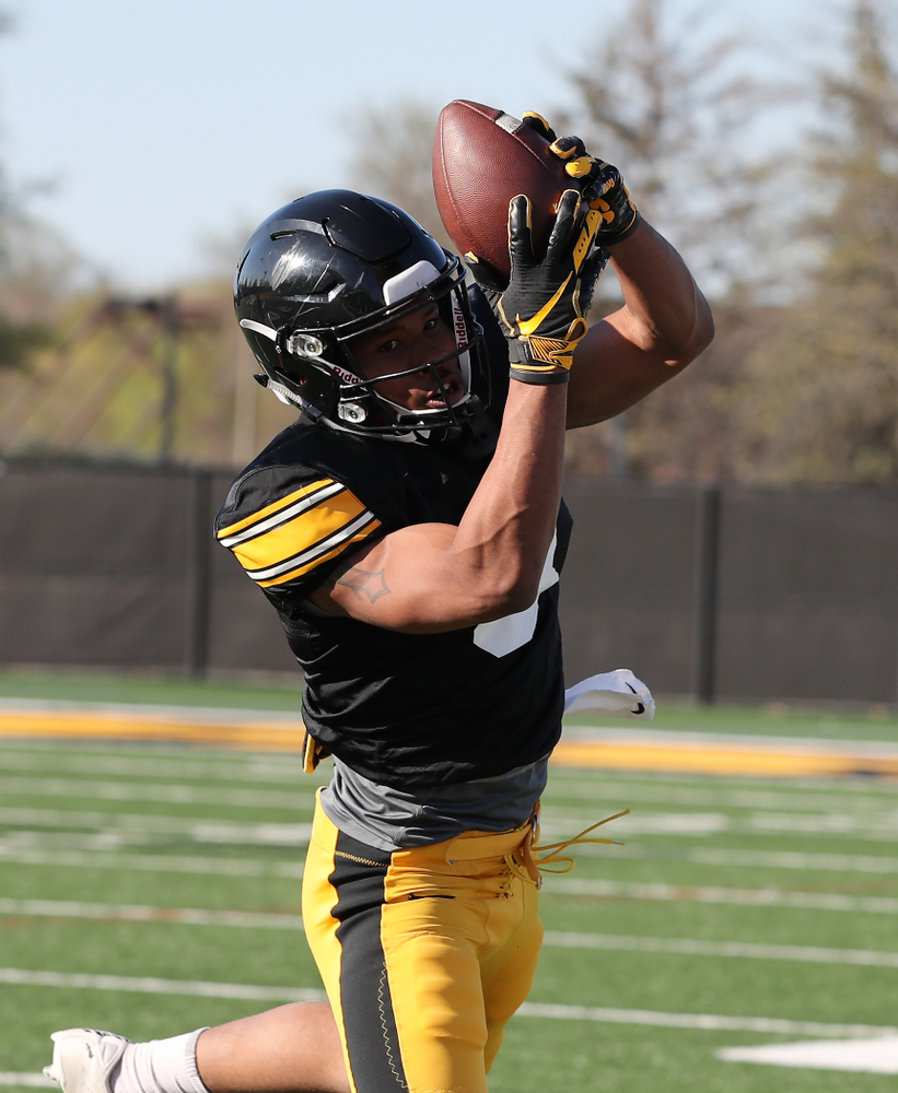 Iowa Hawkeyes wide receiver Tyrone Tracy Jr. (3) during the teamÕs final spring practice Friday, April 26, 2019 at the Kenyon Football Practice Facility. (Brian Ray/hawkeyesports.com)