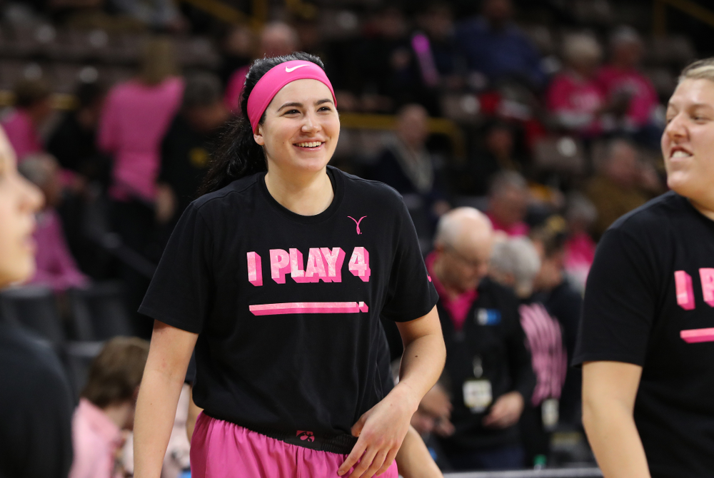 Iowa Hawkeyes forward Megan Gustafson (10) against the seventh ranked Maryland Terrapins Sunday, February 17, 2019 at Carver-Hawkeye Arena. (Brian Ray/hawkeyesports.com)
