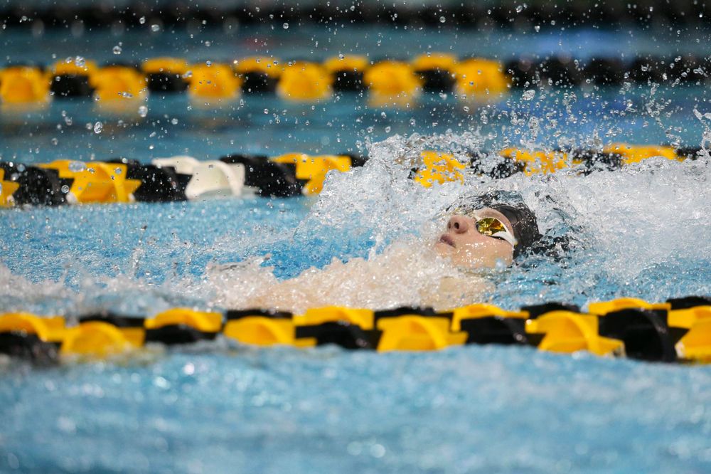 Iowa's Kenneth Meade at the 200-yard backstroke race Saturday, March 2, 2019 at the Campus Recreation and Wellness Center. (Lily Smith/hawkeyesports.com)