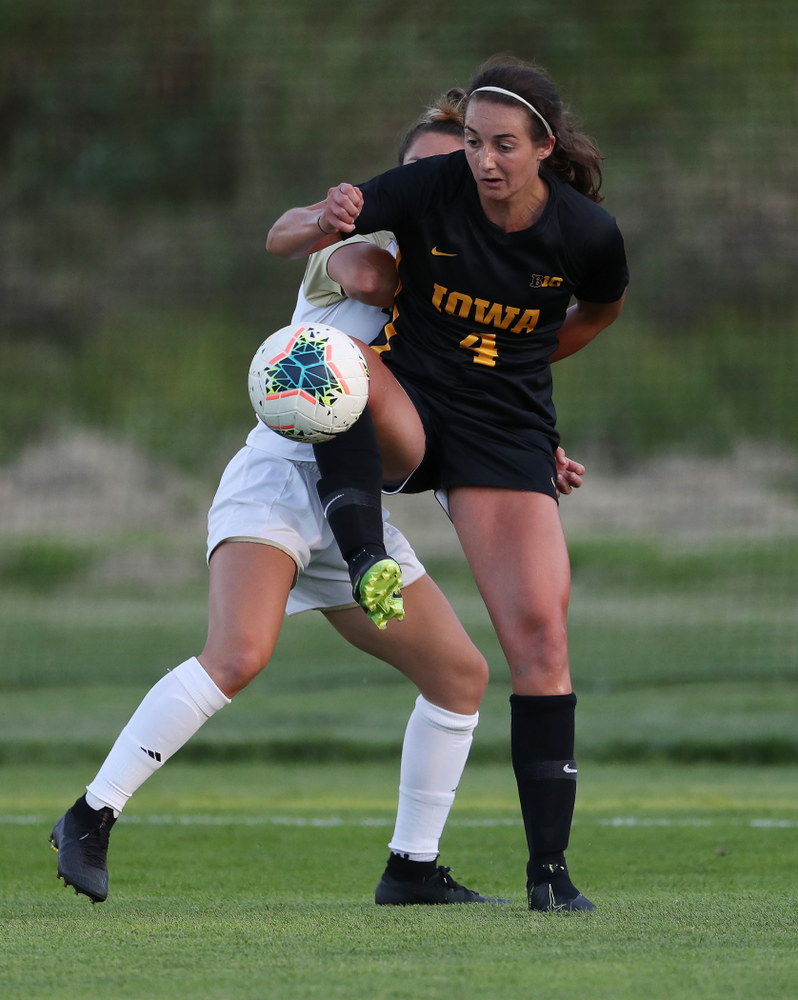 Iowa Hawkeyes forward Kaleigh Haus (4) against Western Michigan Thursday, August 22, 2019 at the Iowa Soccer Complex. (Brian Ray/hawkeyesports.com)