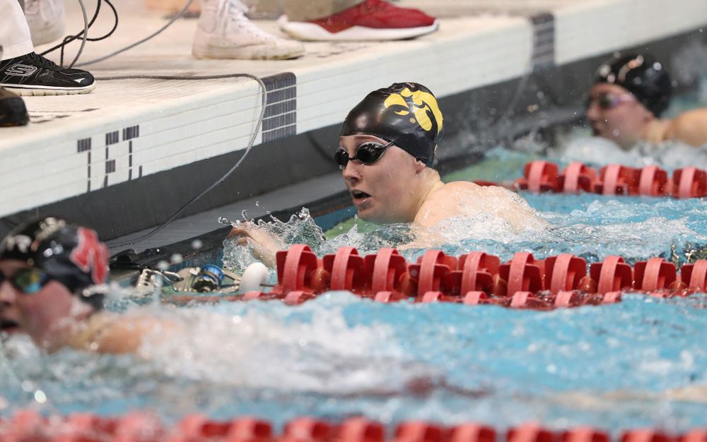 Iowa's Samantha Sauer swims the 50-yard freestyle during the 2019 Women's Big Ten Swimming and Diving meet Thursday, February 21, 2019 in Bloomington, Indiana. (Brian Ray/hawkeyesports.com)