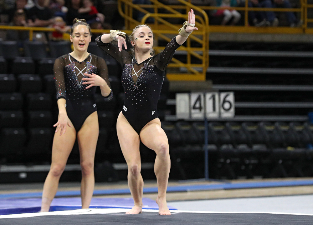 Iowa’s Lauren Guerin competes on the floor during their meet at Carver-Hawkeye Arena in Iowa City on Sunday, March 8, 2020. (Stephen Mally/hawkeyesports.com)