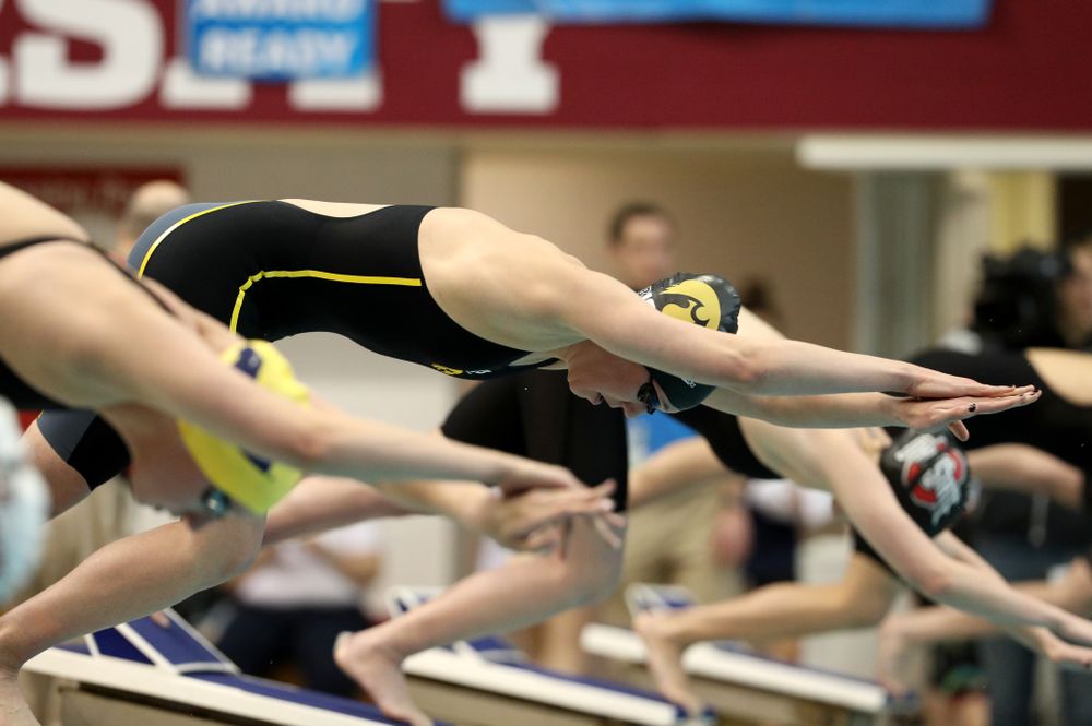 Iowa's Allyssa Fluit swims the 500-yard freestyle during the 2019 Women's Big Ten Swimming and Diving meet Thursday, February 21, 2019 in Bloomington, Indiana. (Brian Ray/hawkeyesports.com)