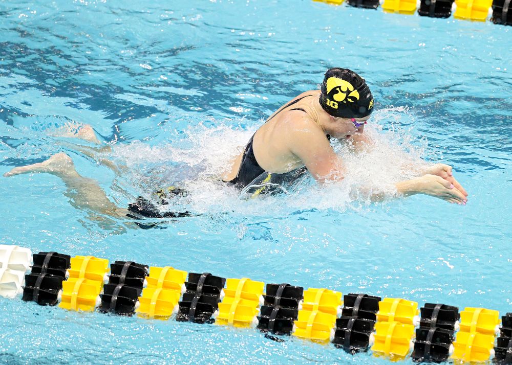 Iowa’s Zoe Mekus swims the women’s 50 yard freestyle preliminary event during the 2020 Women’s Big Ten Swimming and Diving Championships at the Campus Recreation and Wellness Center in Iowa City on Thursday, February 20, 2020. (Stephen Mally/hawkeyesports.com)