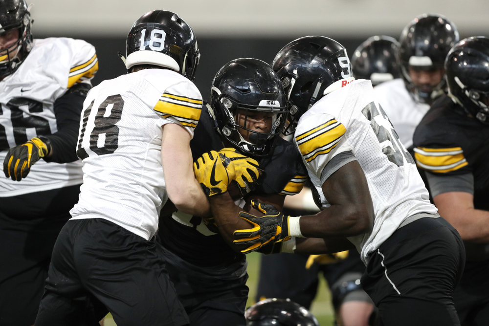 Iowa Hawkeyes running back Mekhi Sargent (10) during practice Wednesday, December 12, 2018 at the Hansen Football Performance Center in preparation for the Outback Bowl game against Mississippi State. (Brian Ray/hawkeyesports.com)