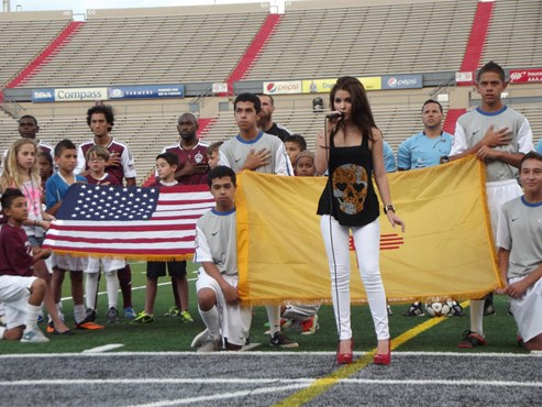 Mary Miranda of Albuquerque, a contestant on Season 4 of The Voice sang the Star Spangled Banner.