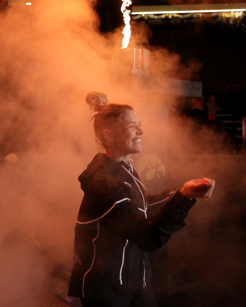 Iowa's Sydney Hogan is introduced before their meet against Southeast Missouri State Friday, January 11, 2019 at Carver-Hawkeye Arena. (Brian Ray/hawkeyesports.com)