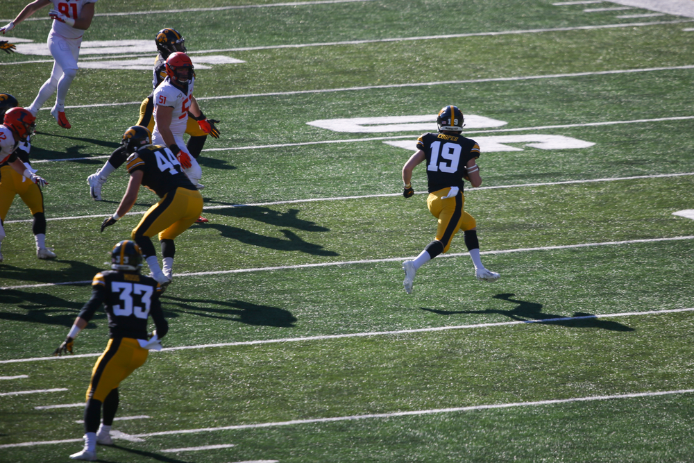 Iowa Hawkeyes wide receiver Max Cooper (19) during Iowa football vs Illinois on Saturday, November 23, 2019 at Kinnick Stadium. (Lily Smith/hawkeyesports.com)