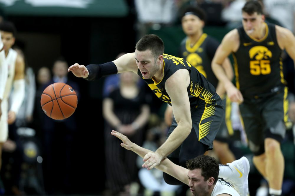 Iowa Hawkeyes guard Connor McCaffery (30) against Michigan State Tuesday, February 25, 2020 at the Breslin Center in East Lansing, MI. (Brian Ray/hawkeyesports.com)