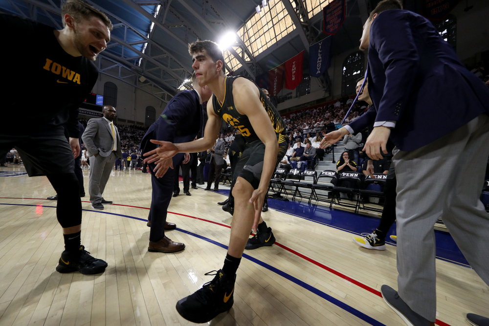 Iowa Hawkeyes forward Luka Garza (55) against Penn State Saturday, January 4, 2020 at the Palestra in Philadelphia. (Brian Ray/hawkeyesports.com)