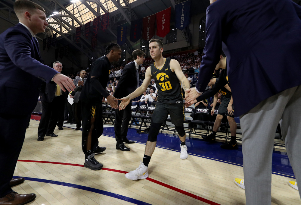 Iowa Hawkeyes guard Connor McCaffery (30) against Penn State Saturday, January 4, 2020 at the Palestra in Philadelphia. (Brian Ray/hawkeyesports.com)