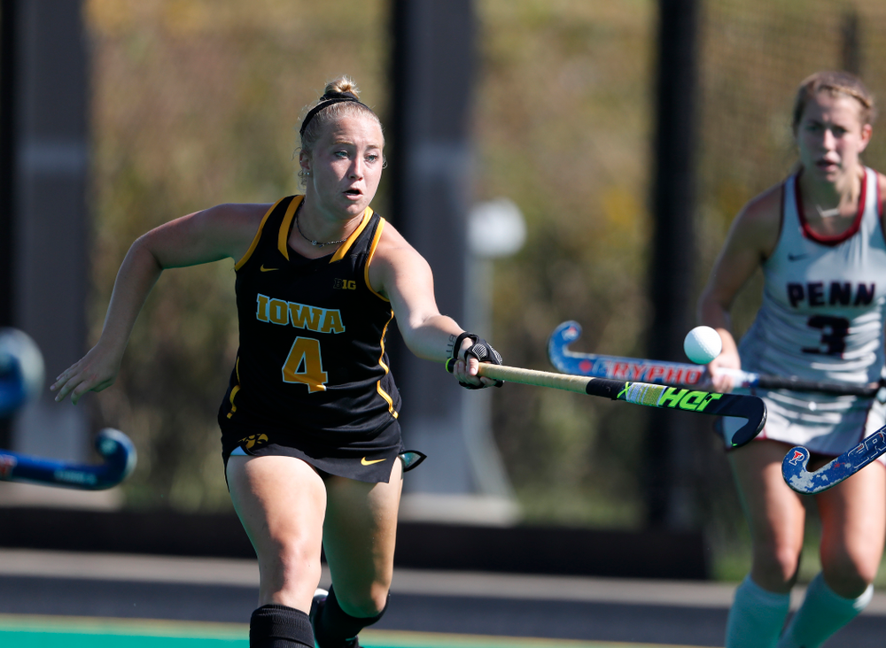 Iowa Hawkeyes Makenna Grewe (4) against the Penn Quakers Friday, September 14, 2018 at Grant Field. (Brian Ray/hawkeyesports.com)