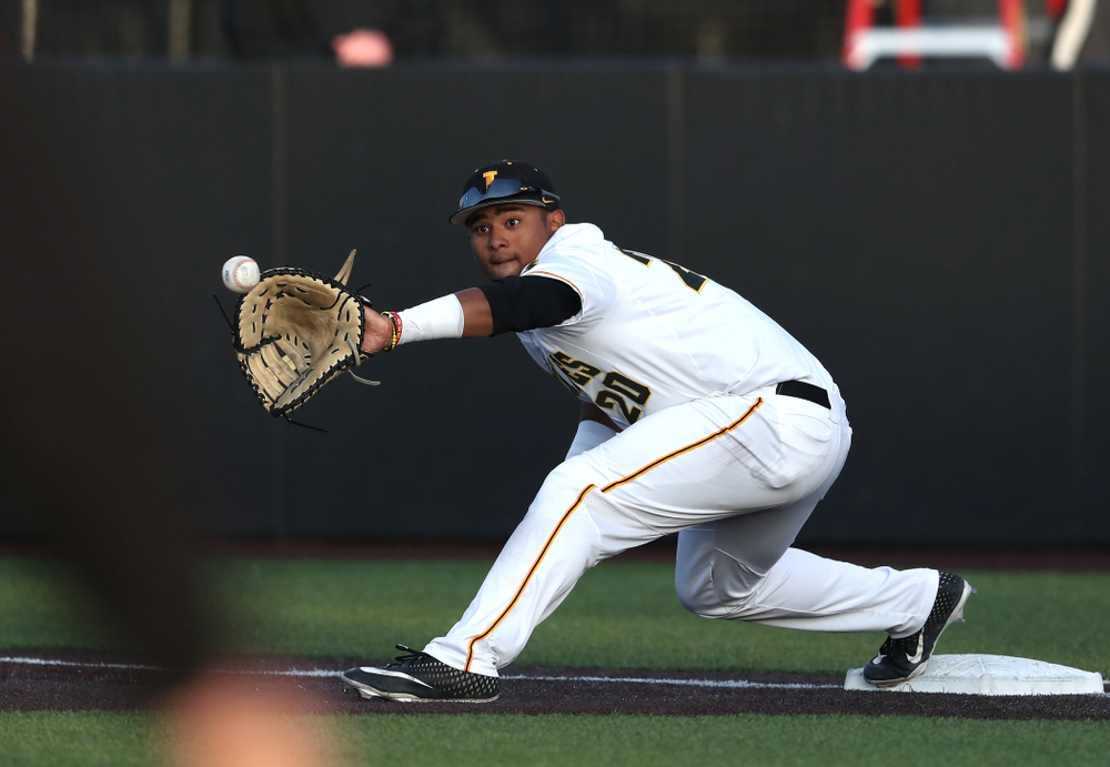 Iowa Hawkeyes Izaya Fullard (20) during game one against UC Irvine Friday, May 3, 2019 at Duane Banks Field. (Brian Ray/hawkeyesports.com)