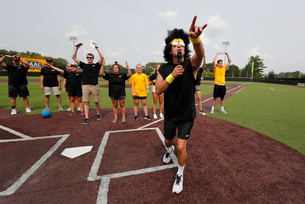 Head volleyball coach Bond Shymansky during the Iowa Student Athlete Kickoff Kickball game Sunday, August 19, 2018 at Duane Banks Field. (Brian Ray/hawkeyesports.com)