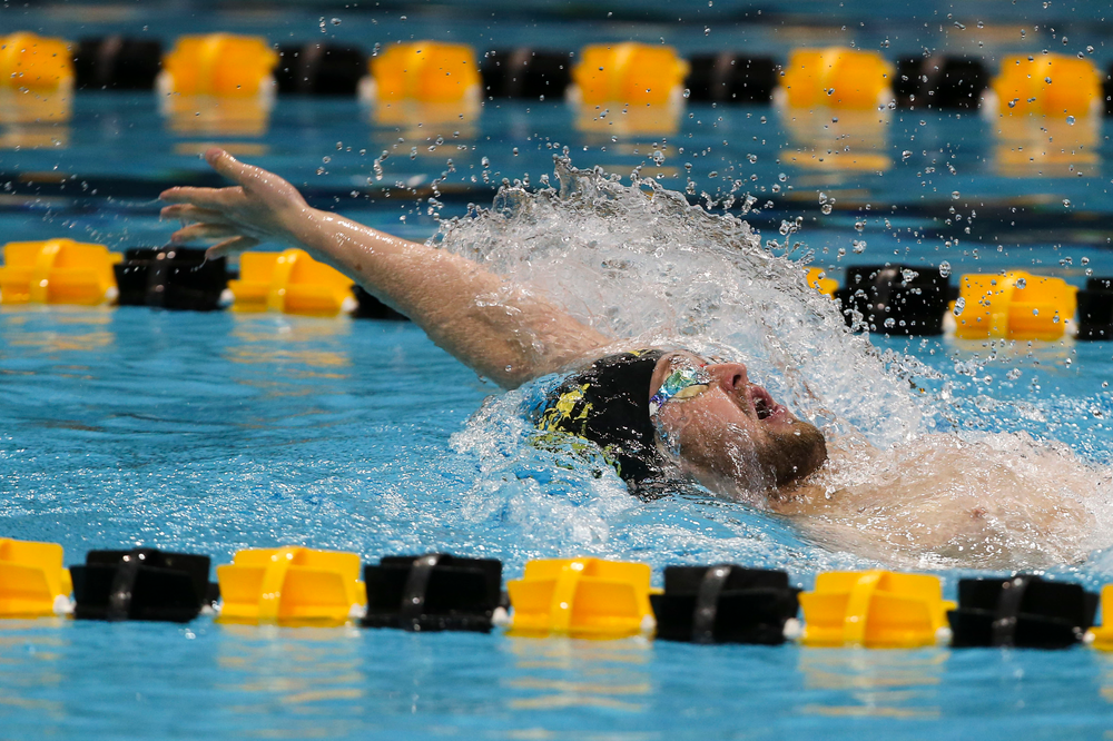 Iowa’s Caleb Babb during Iowa swim and dive vs Minnesota on Saturday, October 26, 2019 at the Campus Wellness and Recreation Center. (Lily Smith/hawkeyesports.com)