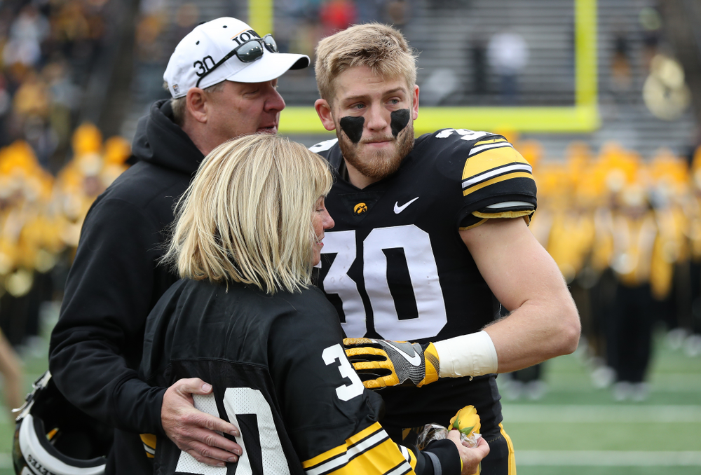 Iowa Hawkeyes defensive back Jake Gervase (30) during senior day activities before their game against the Nebraska Cornhuskers Friday, November 23, 2018 at Kinnick Stadium. (Brian Ray/hawkeyesports.com)