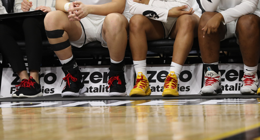 The Iowa Hawkeyes wear red laces for Go Red For Women Day against the Purdue Boilermakers Sunday, January 27, 2019 at Carver-Hawkeye Arena. (Brian Ray/hawkeyesports.com)