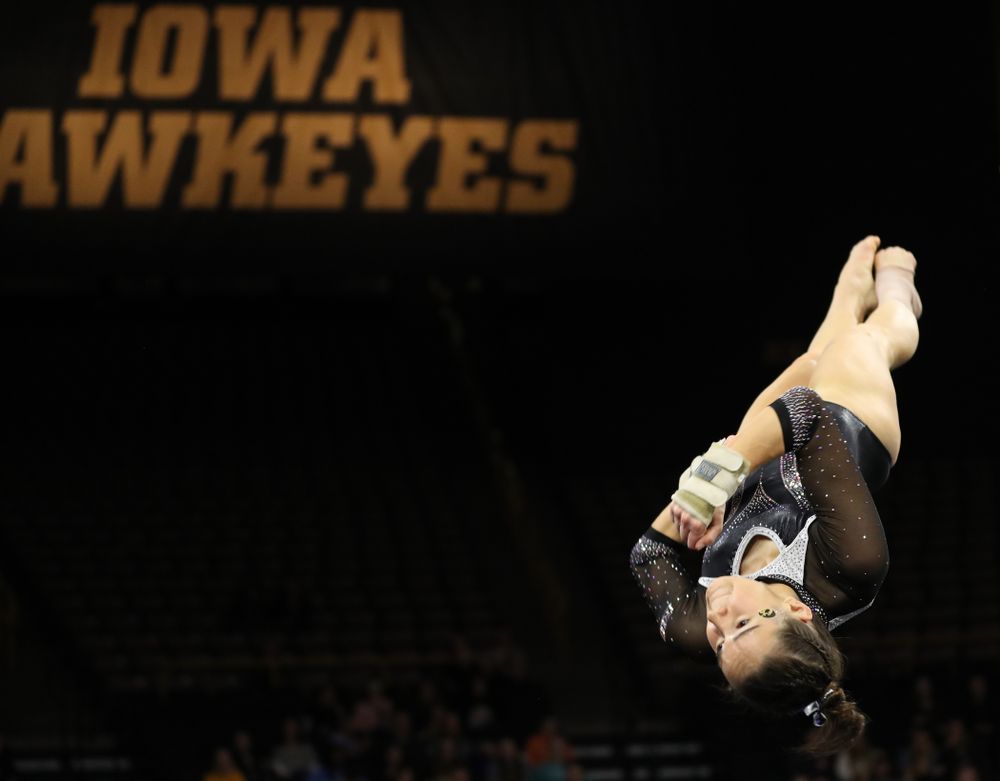 Iowa’s Allie Gilchrist competes on the floor against Michigan State Saturday, February 1, 2020 at Carver-Hawkeye Arena. (Brian Ray/hawkeyesports.com)