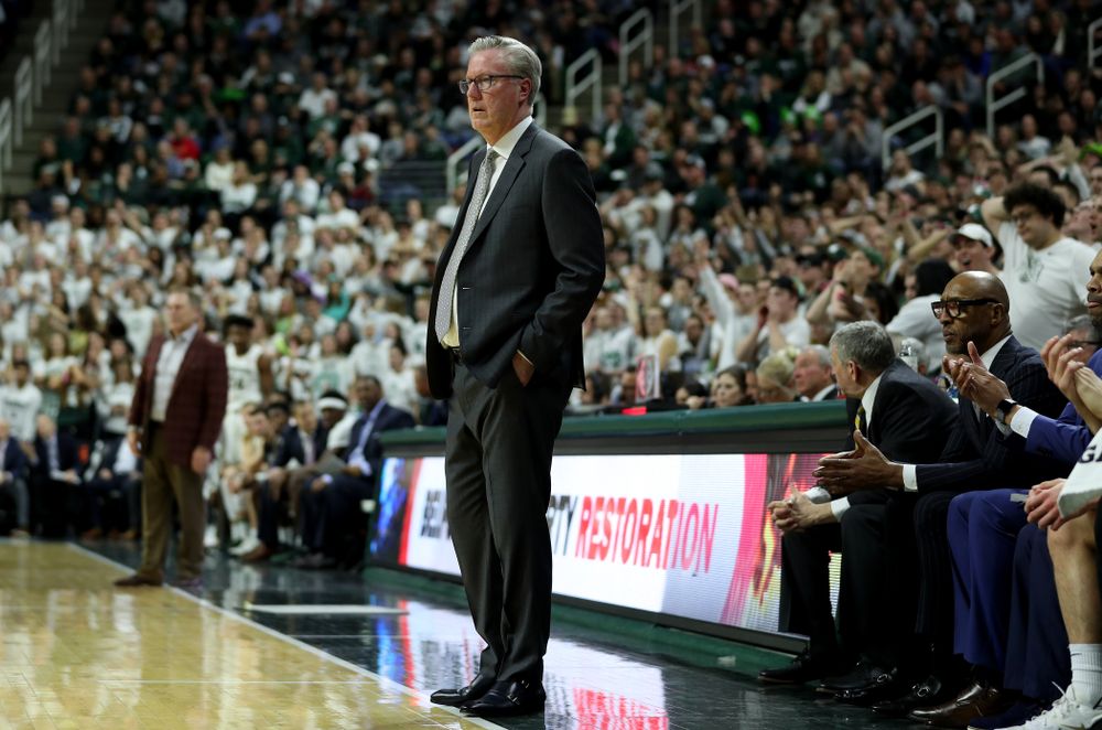 Iowa Hawkeyes head coach Fran McCaffery against Michigan State Tuesday, February 25, 2020 at the Breslin Center in East Lansing, MI. (Brian Ray/hawkeyesports.com)