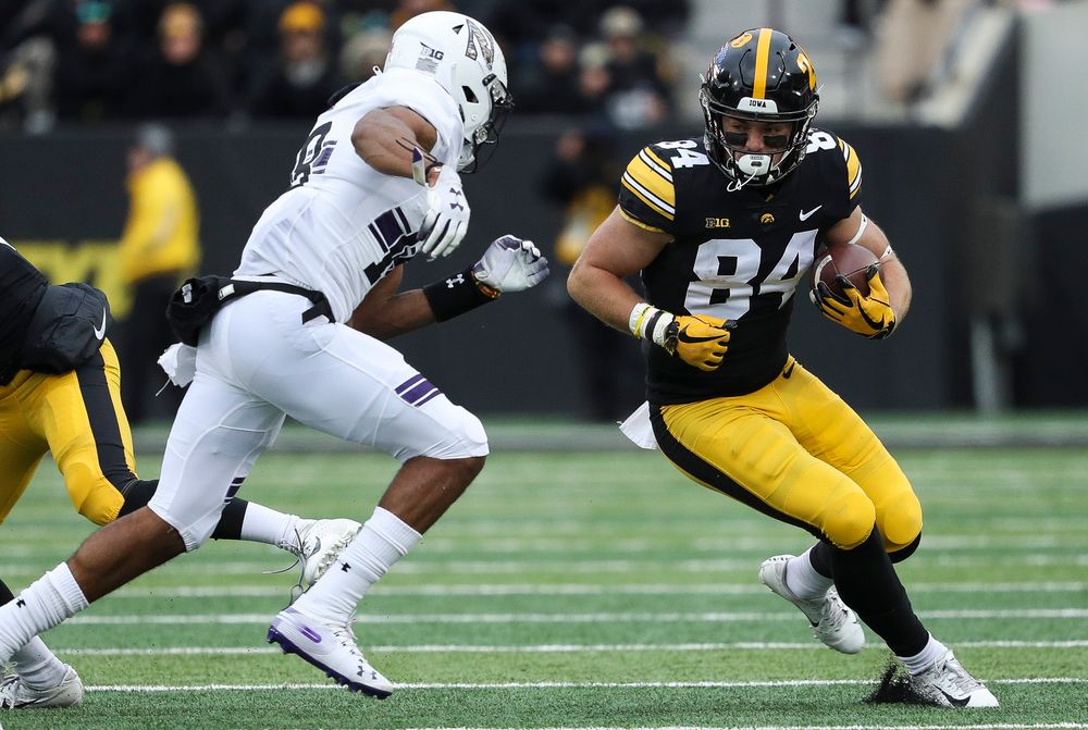 Iowa Hawkeyes wide receiver Nick Easley (84) during a game against Northwestern at Kinnick Stadium on November 10, 2018. (Tork Mason/hawkeyesports.com)