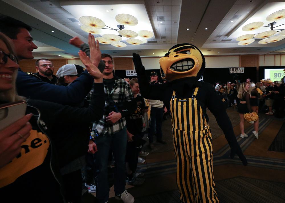Herky The Hawk during the Holiday Bowl Hawkeye Huddle Thursday, December 26, 2019 at the Hilton in downtown San Diego. (Brian Ray/hawkeyesports.com)
