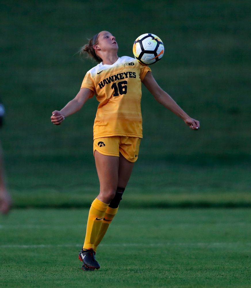 Iowa Hawkeyes Olivia Hellweg (16) against the Missouri Tigers Friday, August 17, 2018 at the Iowa Soccer Complex. (Brian Ray/hawkeyesports.com)