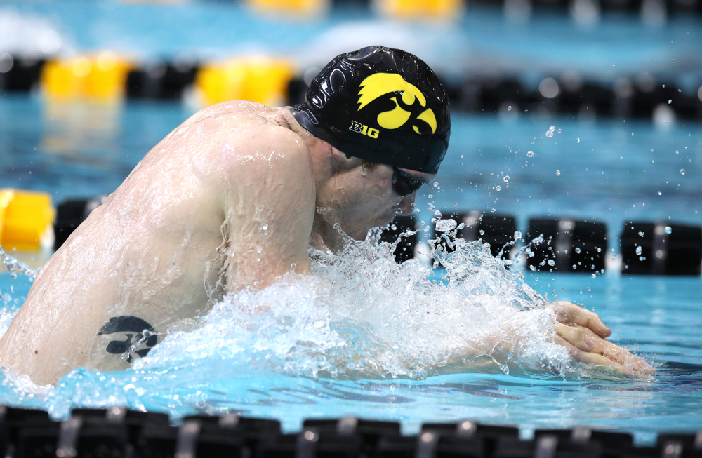 Iowa's Kenneth Mende swims in the preliminaries of the 200-yard IM during the 2019 Big Ten Swimming and Diving Championships Thursday, February 28, 2019 at the Campus Wellness and Recreation Center. (Brian Ray/hawkeyesports.com)