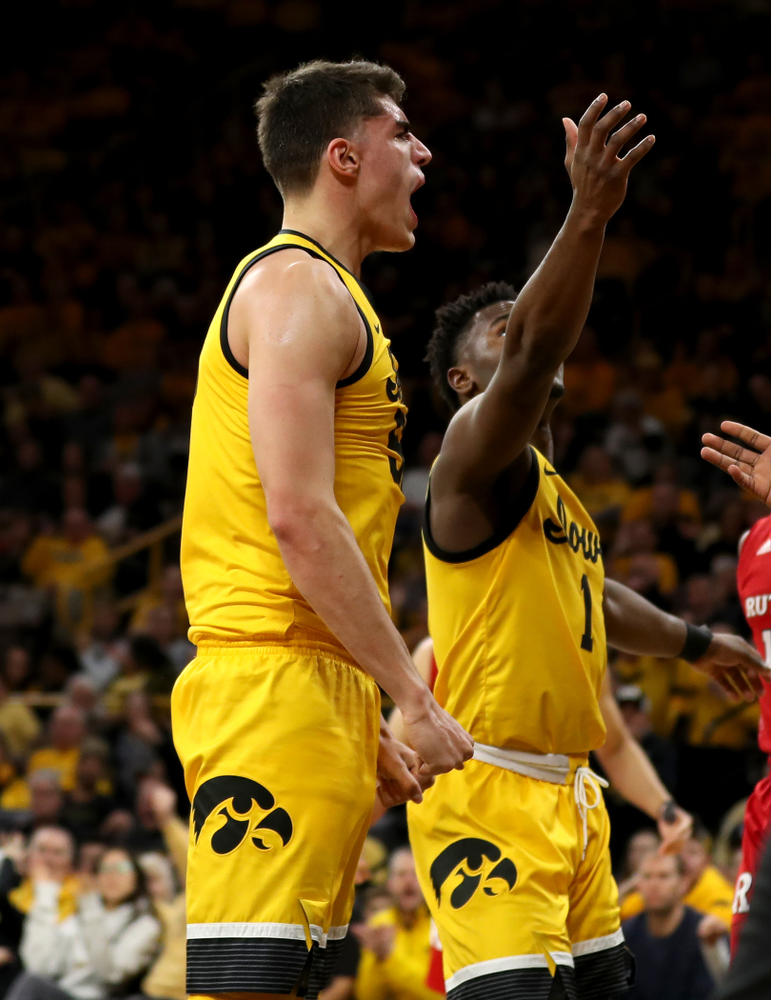 Iowa Hawkeyes forward Luka Garza (55) against the Rutgers Scarlet Knights Wednesday, January 22, 2020 at Carver-Hawkeye Arena. (Brian Ray/hawkeyesports.com)
