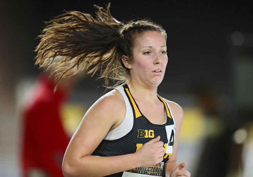 Iowa’s Maggie Gutwein runs the women’s 3000 meter run event during the Larry Wieczorek Invitational at the Recreation Building in Iowa City on Friday, January 17, 2020. (Stephen Mally/hawkeyesports.com)