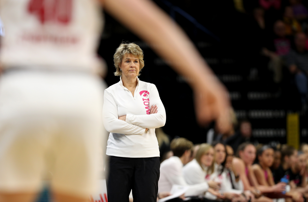Iowa Hawkeyes head coach Lisa Bluder against the Wisconsin Badgers Sunday, February 16, 2020 at Carver-Hawkeye Arena. (Brian Ray/hawkeyesports.com)