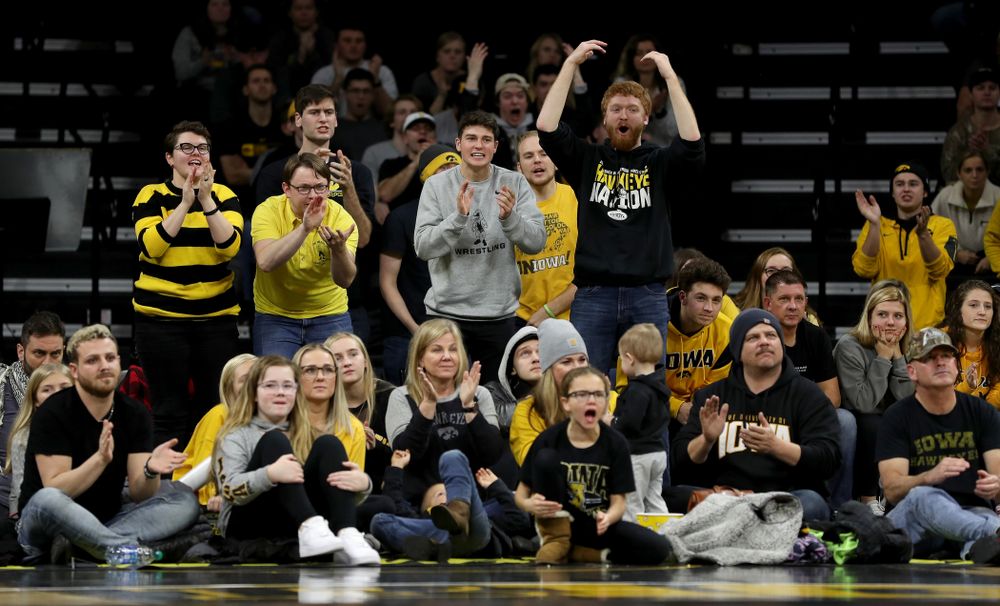 IowaÕs Cash Wilcke wrestles WisconsinÕs Johnny Sebastian at 184 pounds Sunday, December 1, 2019 at Carver-Hawkeye Arena. Sebastian won the match in overtime 7-5. (Brian Ray/hawkeyesports.com)