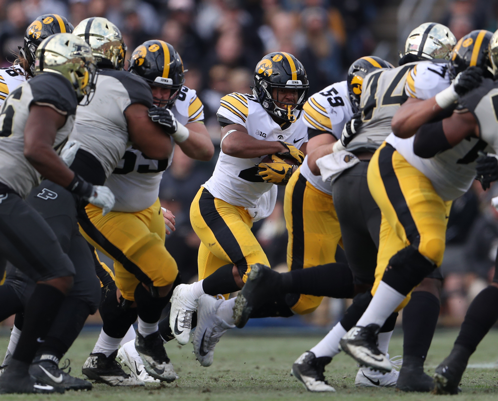Iowa Hawkeyes running back Ivory Kelly-Martin (21) against the Purdue Boilermakers Saturday, November 3, 2018 Ross Ade Stadium in West Lafayette, Ind. (Brian Ray/hawkeyesports.com)