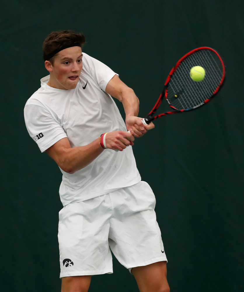Joe Tyler against Purdue Sunday, April 15, 2018 at the Hawkeye Tennis and Recreation Center. (Brian Ray/hawkeyesports.com)