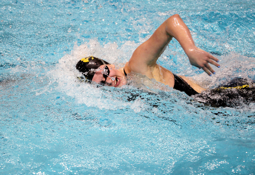 Iowa's Sarah Schemmel swims the 100-yard freestyle against the Iowa State Cyclones in the Iowa Corn Cy-Hawk Series Friday, December 7, 2018 at at the Campus Recreation and Wellness Center. (Brian Ray/hawkeyesports.com)