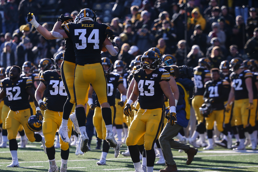 Iowa Hawkeyes linebacker Kristian Welch (34) during Iowa football vs Illinois on Saturday, November 23, 2019 at Kinnick Stadium. (Lily Smith/hawkeyesports.com)