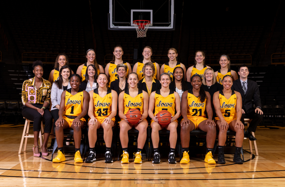 The 2019-2020 Iowa WomenÕs Basketball team, coaches, and staff Thursday, October 24, 2019 at Carver-Hawkeye Arena. (Brian Ray/hawkeyesports.com)