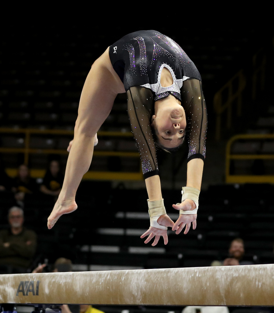 Iowa’s Allie Gilchrist competes on the beam against Michigan State Saturday, February 1, 2020 at Carver-Hawkeye Arena. (Brian Ray/hawkeyesports.com)