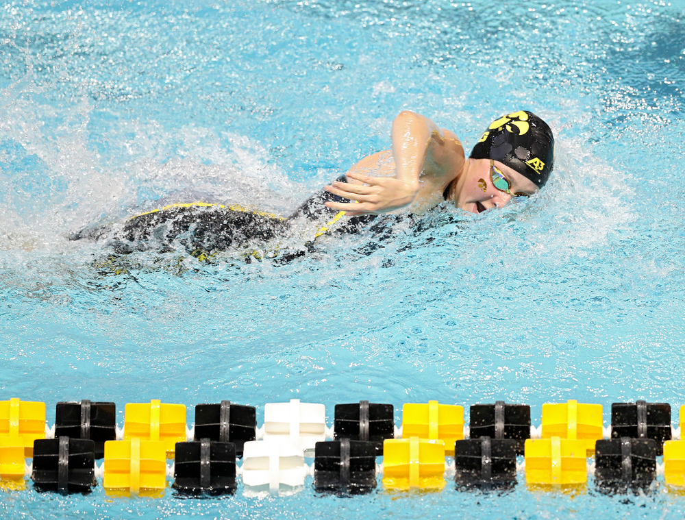Iowa’s Macy Rink swims the women’s 200 yard freestyle preliminary event during the 2020 Women’s Big Ten Swimming and Diving Championships at the Campus Recreation and Wellness Center in Iowa City on Friday, February 21, 2020. (Stephen Mally/hawkeyesports.com)