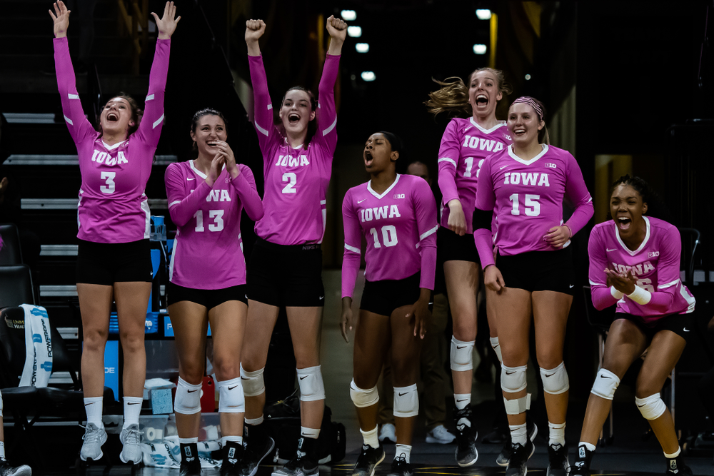 The Iowa Hawkeyes against the Wisconsin Badgers Saturday, October 6, 2018 at Carver-Hawkeye Arena. (Clem Messerli/Iowa Sports Pictures)