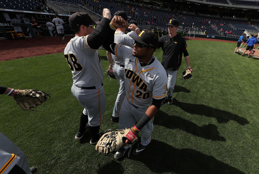 Iowa Hawkeyes Izaya Fullard (20) against the Indiana Hoosiers in the first round of the Big Ten Baseball Tournament Wednesday, May 22, 2019 at TD Ameritrade Park in Omaha, Neb. (Brian Ray/hawkeyesports.com)