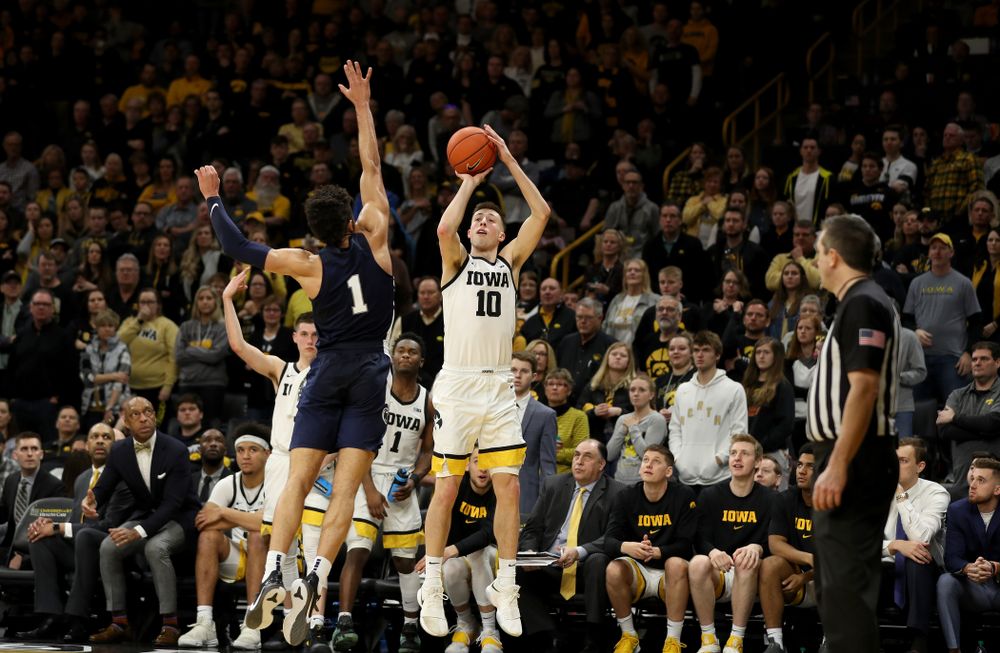 Iowa Hawkeyes guard Joe Wieskamp (10) against Penn State Saturday, February 29, 2020 at Carver-Hawkeye Arena. (Brian Ray/hawkeyesports.com)