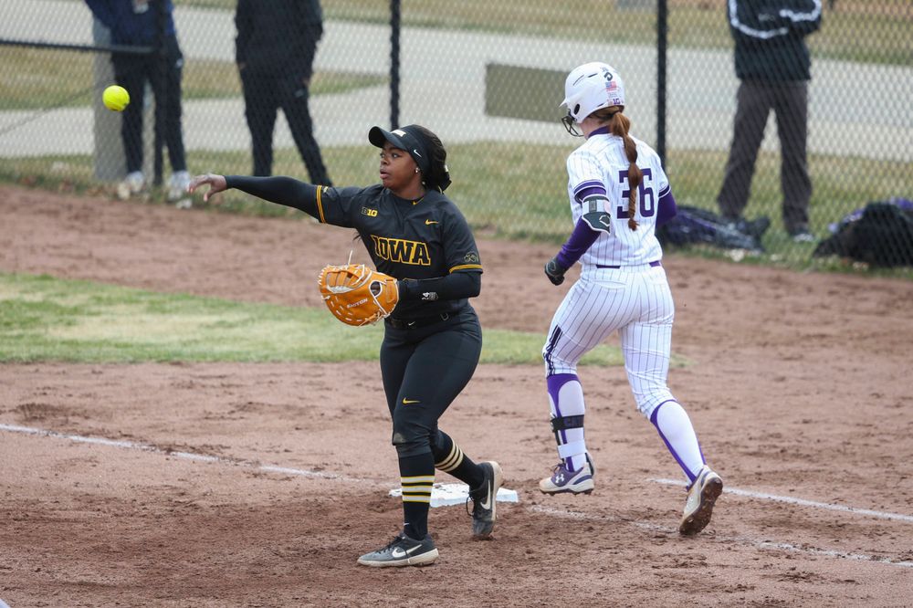 Iowa's Donirae Mayhew (24) at game 2 vs Northwestern on Saturday, March 30, 2019 at Bob Pearl Field. (Lily Smith/hawkeyesports.com)