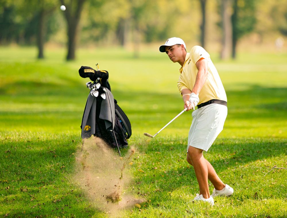 Iowa’s Garrett Tigheduring the third day of the Golfweek Conference Challenge at the Cedar Rapids Country Club in Cedar Rapids on Tuesday, Sep 17, 2019. (Stephen Mally/hawkeyesports.com)