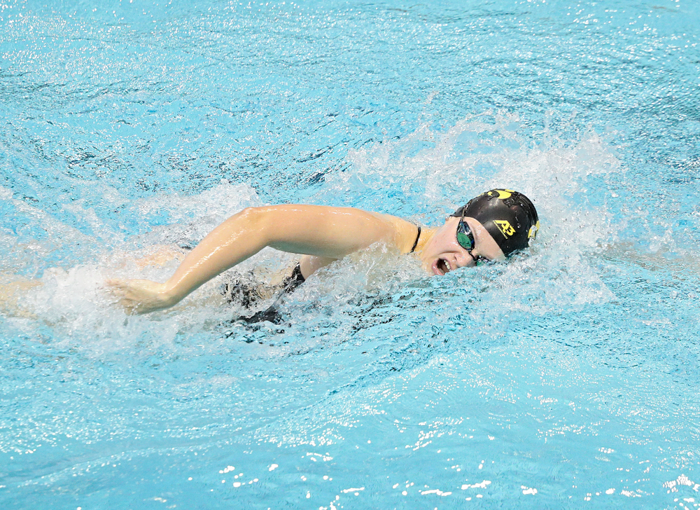 Iowa’s Lauren McDougall swims the women’s 200-yard freestyle event during their meet against Michigan State and Northern Iowa at the Campus Recreation and Wellness Center in Iowa City on Friday, Oct 4, 2019. (Stephen Mally/hawkeyesports.com)