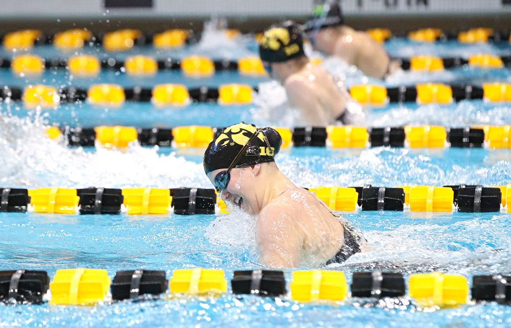 Iowa’s Christina Crane swims the women’s 200 yard individual medley preliminary event during the 2020 Women’s Big Ten Swimming and Diving Championships at the Campus Recreation and Wellness Center in Iowa City on Thursday, February 20, 2020. (Stephen Mally/hawkeyesports.com)